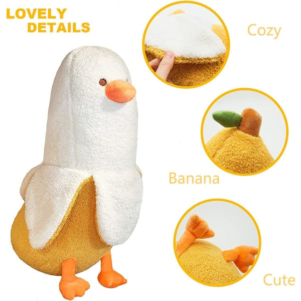 Söta Banana Duck Plysch Mjuka Leksaker, Mjuka Långa Kroppskramande Kuddpresenter, Mysig Duck Plysch Gosedjur för Flickor och Pojkar