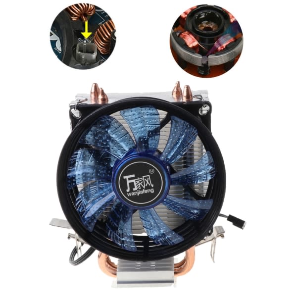 CPU Cooler Master 2 Pure Copper Heat-pipes Blæser med Blåt Lys Kølesystem