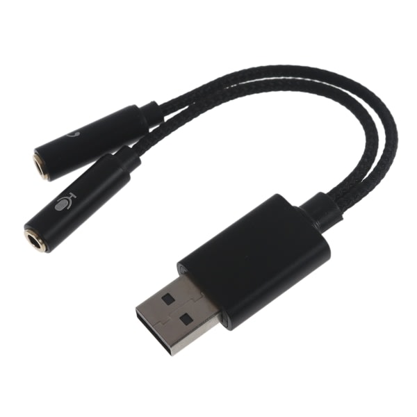 USB til 3,5 mm-jack lydadapter USB-lydkort med 3,5 mm Aux-omvandlare for headset PC Bærbare Linux Stationære datamaskiner Svart