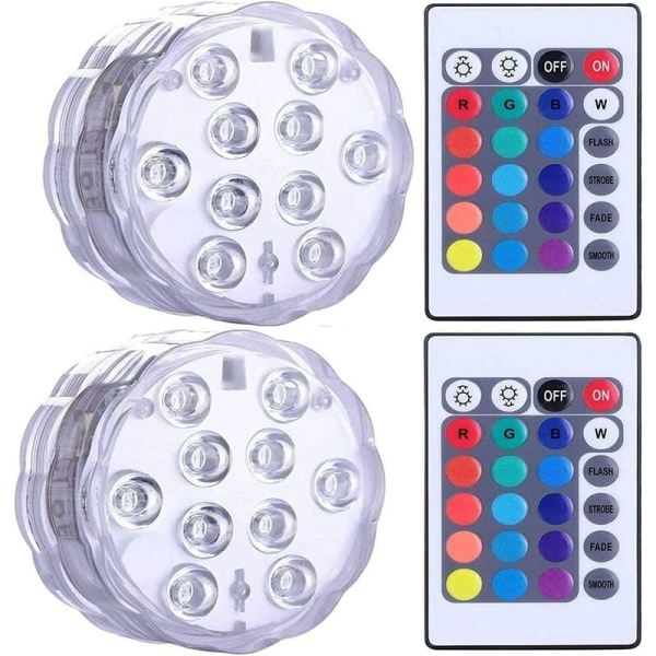 24 knapper 2 lamper 2 RGB fjernkontroll Dyklys Svømmebassenglys Undervannslys 24 knapper RGB fjernkontroll