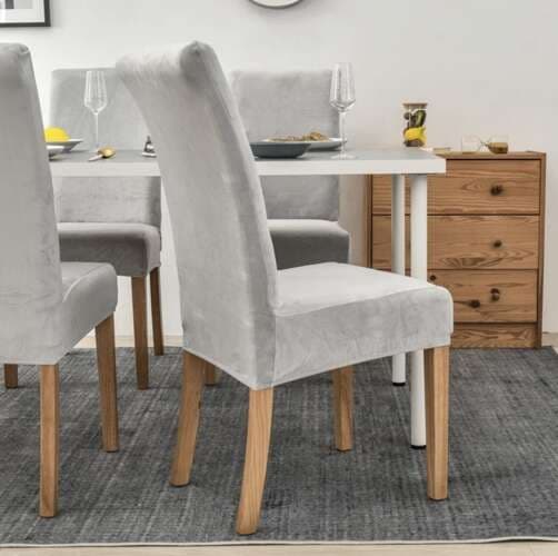 2 kpl - Tuolinpäällinen / Tuolinsuoja - Sametti Grey gray