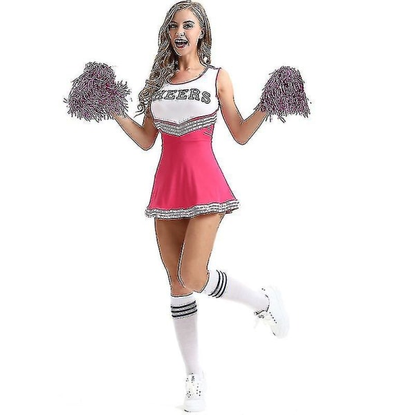 Naisten koululaisille tarkoitettu musikaalinen Halloween-juhla cheerleader-asu, vaaleanpunainen pink M