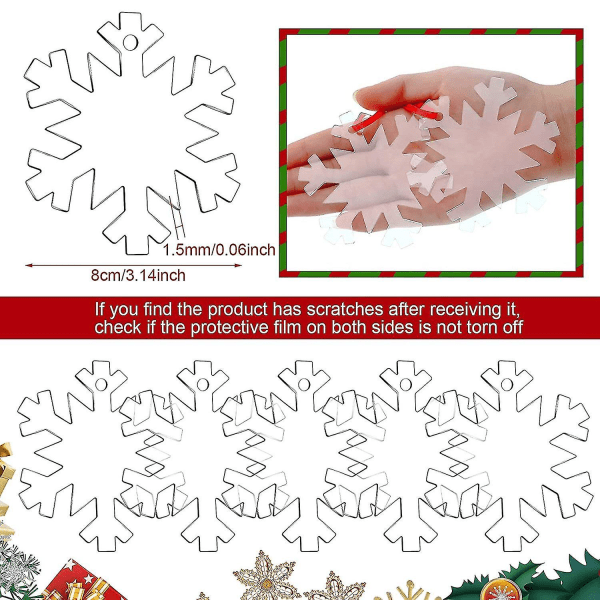 50 stk Akryl Julepynt Blankt Transparent Snøflak Akryl