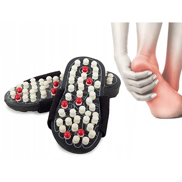 Acupressure Slippers with Massage Points – Adjustable Black L Black 42/43