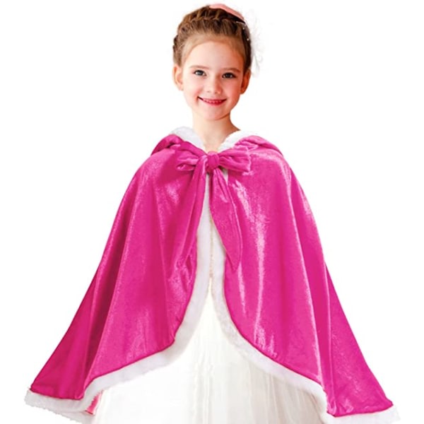 CDQ Prinsesse Hættekappe Kappe Kostume (Pink til Højde 120cm-130cm)