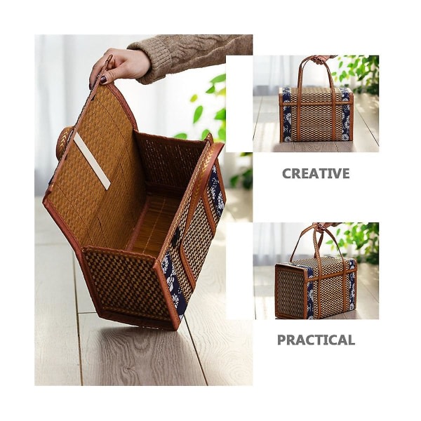 Vävd bambuprodukt Camping bärbar förvaringslåda Handvävd korg Special utomhus picknickkorg