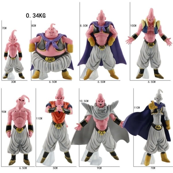 8 kpl/setti Dragon Ball Majin Buu PVC-toimintahahmojen kokoelma Leksut 8 kpl