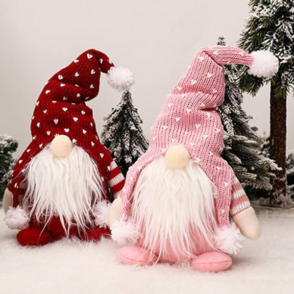 2 kpl, valkoinen parta Rudolph Punainen + Valkoinen parta Rudolph Pinkki istuva nukke koriste plyyshnukke