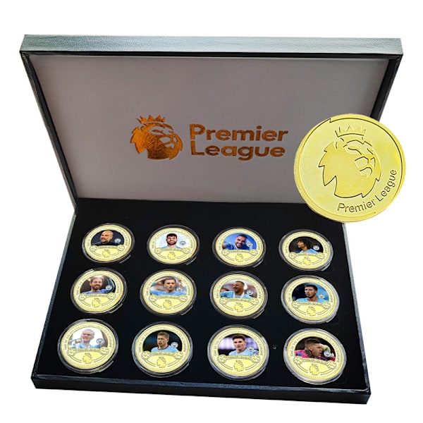 Premier League fotbollsstjärnor & klubbar minnesmynt, samlarobjekt, presenter till fotbollsfans Mbappe, Messi, Harland 2pcs Manchester City