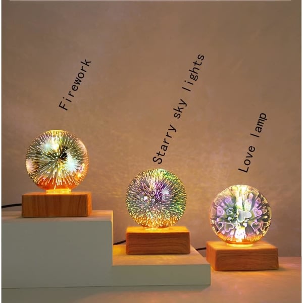 3D-fyrverkeri dekorasjonslys, romantisk LED-nattlys, fargerik