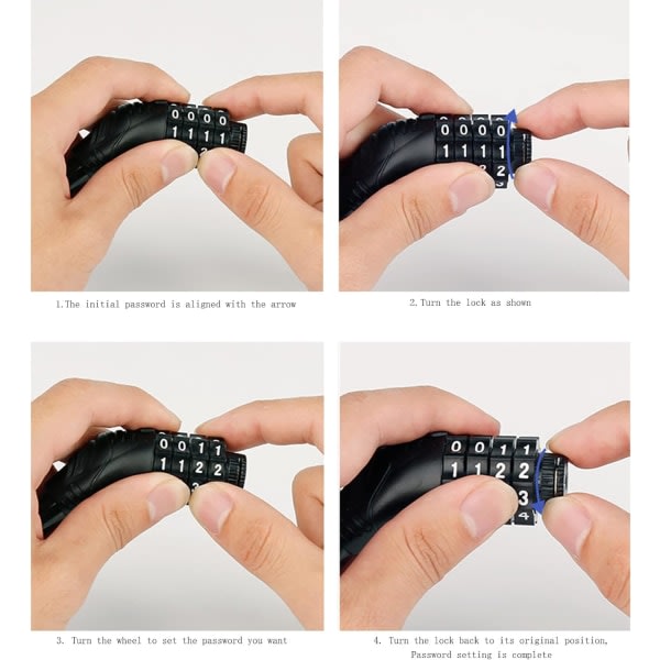 4-sifret tilbakestillbar kabelkodet sykkellås, minipålitelig sykkellås, tilbakestillbar sykkellås, værbestandig tyverisikker sykkellås (grønn)