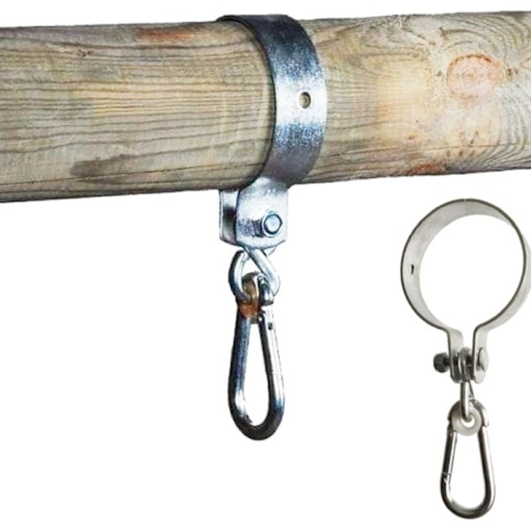 2 Swingkroker med karabinkrok for 10cm runde bjelker - Sikkert sett