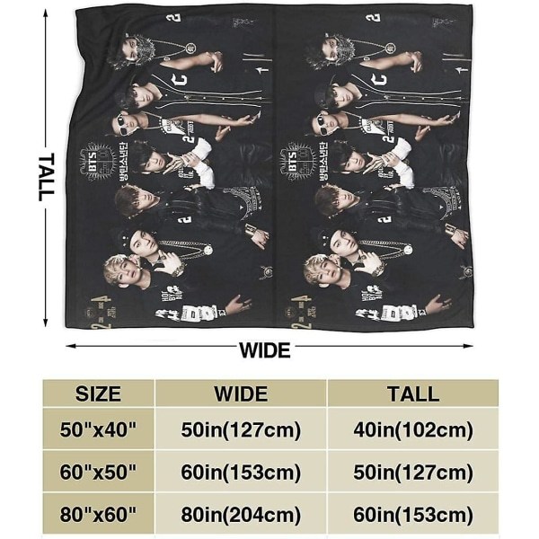BTS Love Yourself Tear Ultra Myk Lettvekt Varm Flanell Kastteppe Sofa Sofa Fuzzy Teppe For Reiser Camping Hjem-n279 50x40in 125x100cm