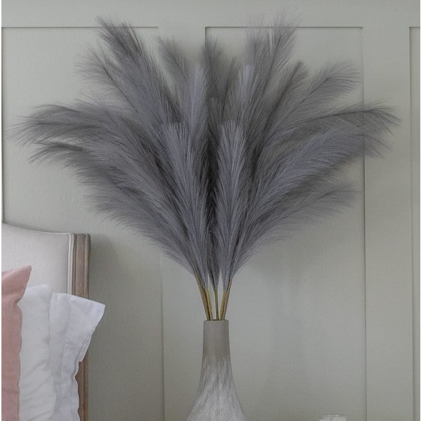 Stor Pampas Græs Grå Kunstig 5 stilke Ekstra Fluffy Kunstig 70cm Flow CDQ