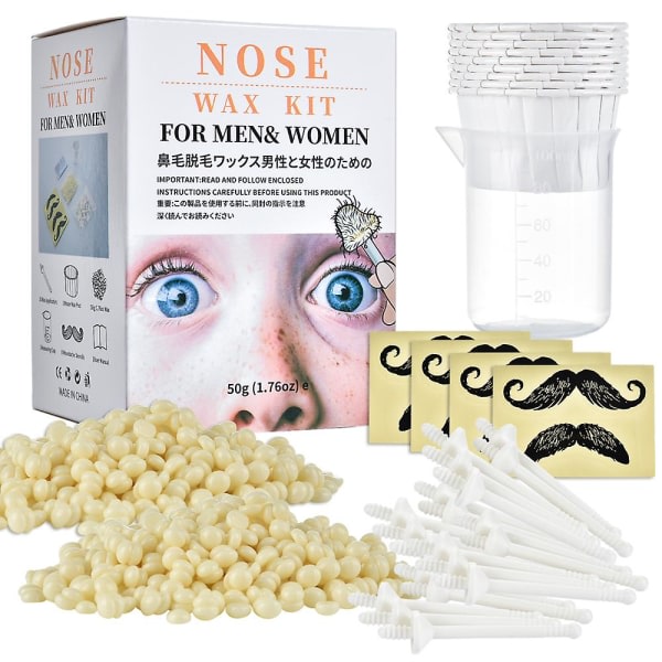 Bärbart smärtfritt näsvaxsats kompatibelt män kvinnor set Pappersfritt näshårvax bönor rengöringsvaxsats 50 g varm
