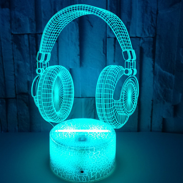 Headset 3D Nattljus, 7 farger som endres med Touch & Remote