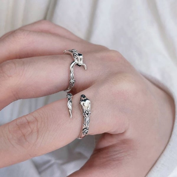 Slangeformet Fingerring Mann Kvinne Dyr Punk Ring Justerbar Åpen Ring null - 1