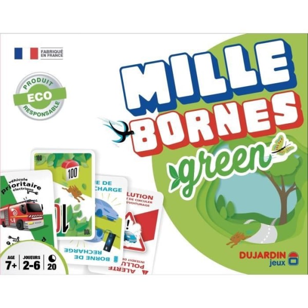 MILLE BORNES GREEN - Korttipeli - DUJARDIN - Kilpaile sähköautolla ja saavuta 1000 terminaalia tässä ekologisessa versiossa!