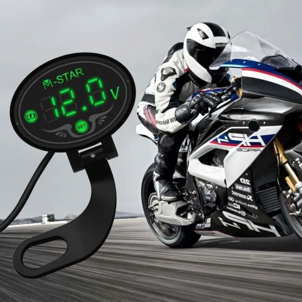 Motorcykel LED Display Spændingspanel Måler Voltmeter Måler til DC 9V-24V Volt Me Blå