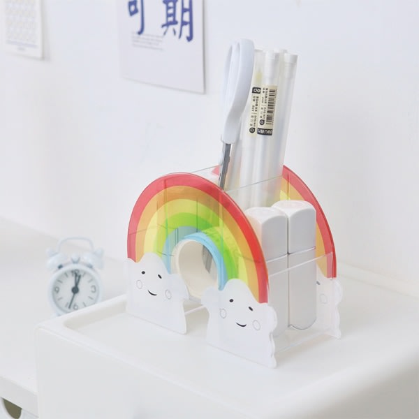 Regnbue Akryl Multi-Fags Penneholder Boks Skrivebord Multicolor
