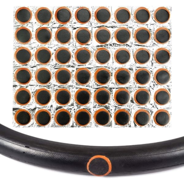 48 delar sykkeldäck patchsett, cykel tub reparasjonssett, gummi patch, for däck cykel tub 25mm