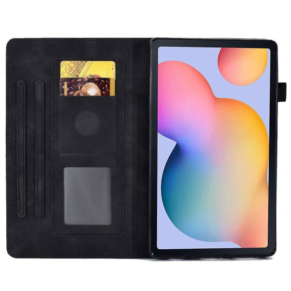 For Samsung Galaxy Tab S6 Lite P610 / Tab S6 Lite (2022) Ensfargede stativ-etui med trykte mønstre Anti-ripeskall Svart