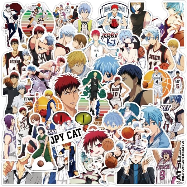 50 stk japanske Anime Kuroko's Basketball Klistremerker Vanntett Vinyl Kawaii Klistremerker For Barn Tenåringer Voksen Skateboard Datamaskin Laptop Gitar