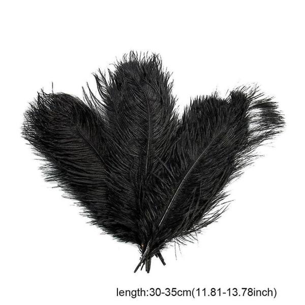 10 stk Struds fjer Plume Centerpiece Bryllupsfest Borddekoration 30-35cm Sort