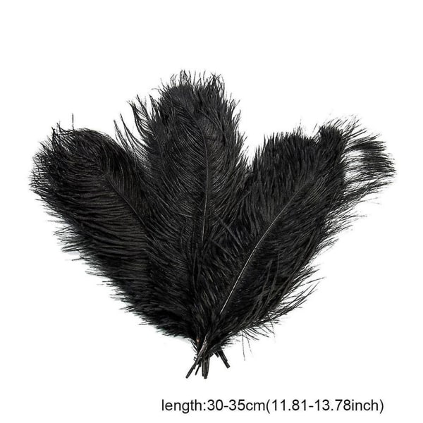 10 stk Strutsfjær Plume Centerpiece Bryllupsfest Bordsdekorasjon 30-35cm Svart Black