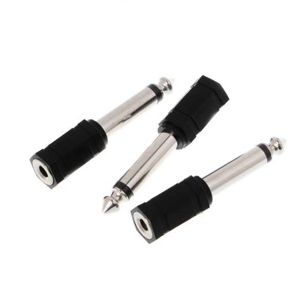 3 stk 6,35 mm 1/4\" monokontakt til 1/8\" 3,5 mm jack hunn omformeradapter