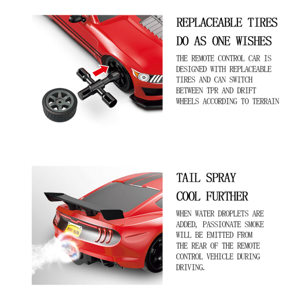 1/16 Fjernstyret Driftbil Hobby RC Legetøj 4X4 Model Racerbil med LED Lys Højgreb Dæk Børns Elektronisk Gave null - 16A03