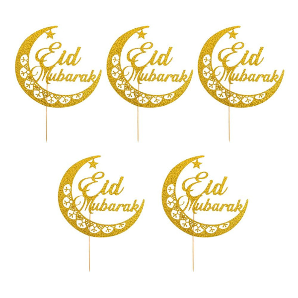 5 stk Eid Mubarak Bake Cupcake Toppers BB