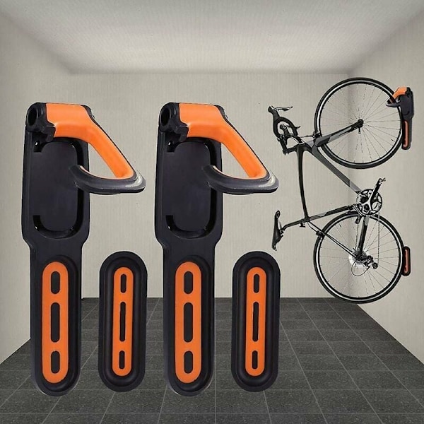 Cykelställ, Väggmonterat Cykelställ med Gummibeläggning, för 2 Cyklar, Cykelväggfästen för Inomhus- och Utomhusbruk