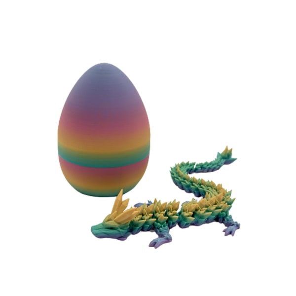 3D-trykt ledddrage med drageegg 3D-trykte krystalldrageleker rainbow