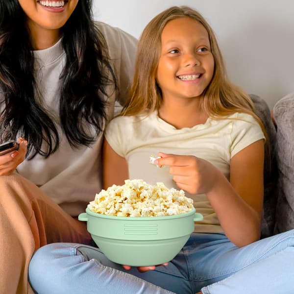Silikon Popcorn Bolle med Håndtak Lilla Medium