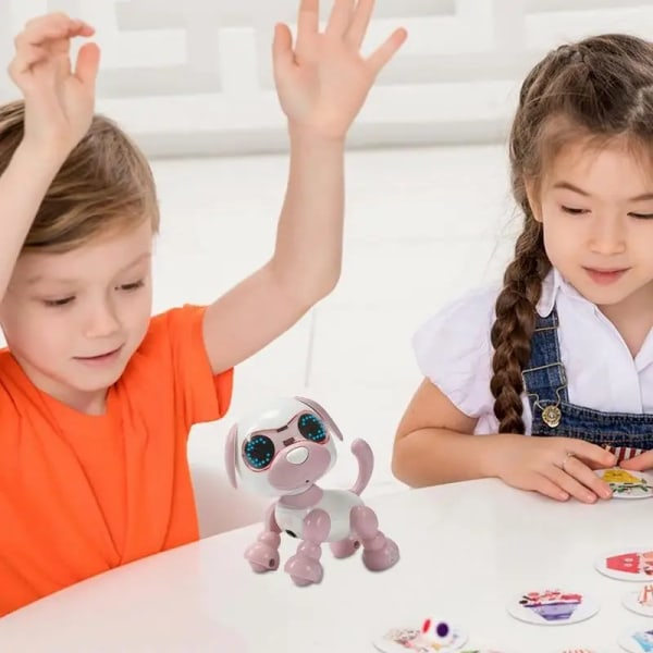 Robot Sällskapsdjur Hund Prata Leksak Interaktiv Intelligent Smart Valp Robot Hund Elektroniska LED Ögon Ljudinspelning Sjung Sömn Barn Present Rosa