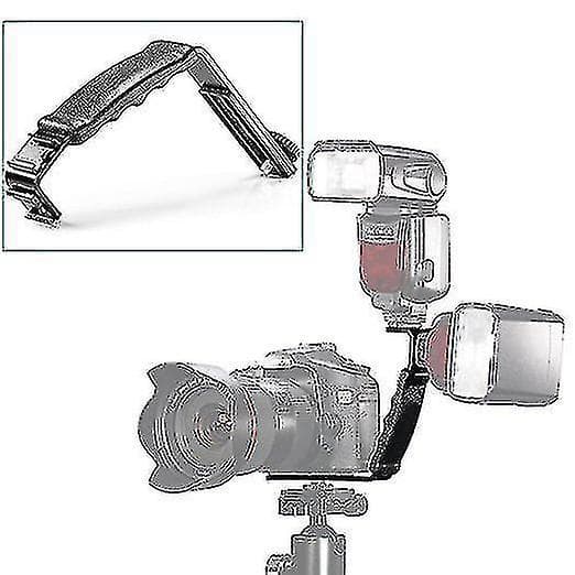Kamera L-formet Flash Bracket, Aluminiumlegering Dobbelte Flashsko 1/4 tomme, Gevindbeslag, LED-mikrofon