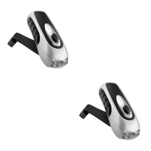 1/2/3 Bärbar LED Handvev Dynamo Ficklampa för utomhusbruk Silver S 2Set