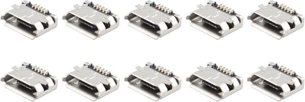 10-pak Micro USB Type B hun-stik 180 grader 5-ben SMD SM