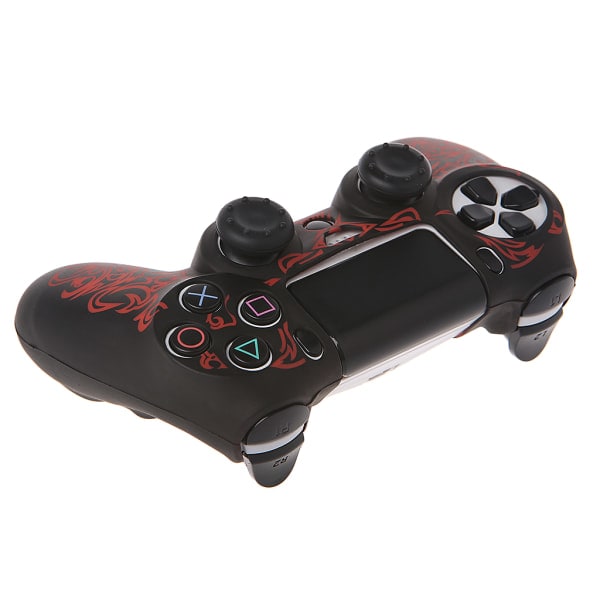 Gamepad Controller Silikon Sleeve Beskyttelsesdæksel + 2 grebsdæksler til rød