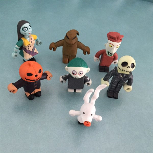 7x Painajainen Ennen Joulua Jack Skellington Actionfiguuri 7kpl
