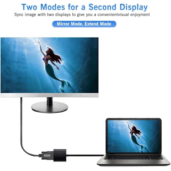 USB 3.0 til VGA-adapter, USB til VGA-videoadapterkonverter Multi-skærmvisning Ekstern kabeladapter til Windows 10/8.1/8/7/XP
