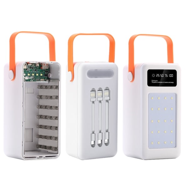 QC3.0 5V USB 28x18650 Power Bank Case Med Digital Display Skærm Ladre Batteriholdere 22,5W 10W Laddbox Hvid - 2