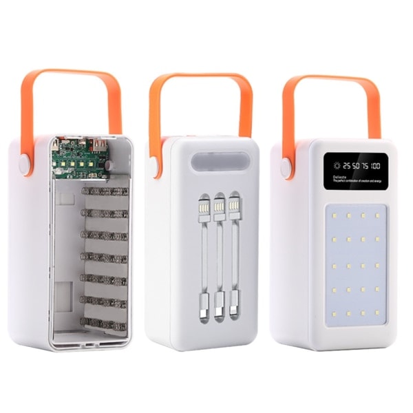 QC3.0 5V USB 28x18650 Powerbank Case med Digital Display Skærm Lader Batteriholder 22,5W 10W Ladestation Hvid - 2