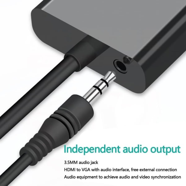 HDMI til VGA-adapter hdmi vga-adapter hdmi-adapter, 1080P vga til hdmi-konverter Kabelcomputer med 3,5 mm kabel Lydkabel Computerplade
