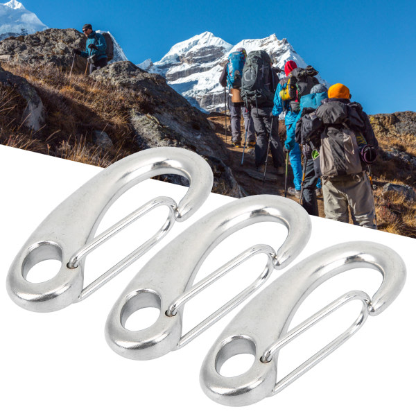 4:a 70 mm Heavy Duty Snap Rope Krok Rostfritt stål fjäder Snap Hook Clip Marin Grade Carabiner