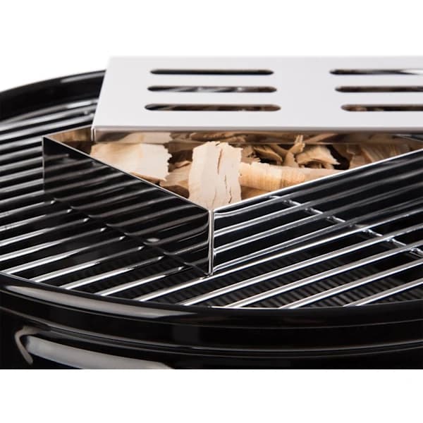 Røgeboks i rustfrit stål med hængslet låg, koldrøgsgenerator til gas-, el- og kulgrill, til kød, fisk, grøntsager, tofu
