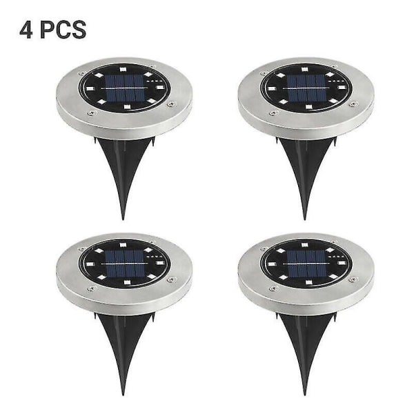 (Hvit (4 stk)) 8 LED-strømsmerkelys ABS gulv Hage Utendørs hage Plen Lampe Dekor