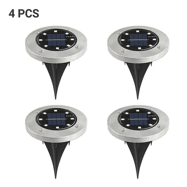 (Vit (4 st)) 8 LED-drivna marklampor ABS golv Trädgård Utomhus trädgård Gräsmatta Lampa Dekor