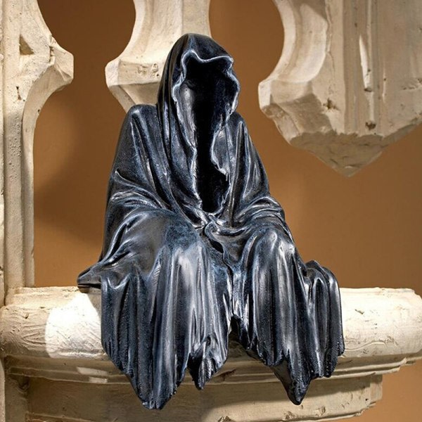 Black Grim Reaper Staty Spännande Black Robe Nightcrawler Resi